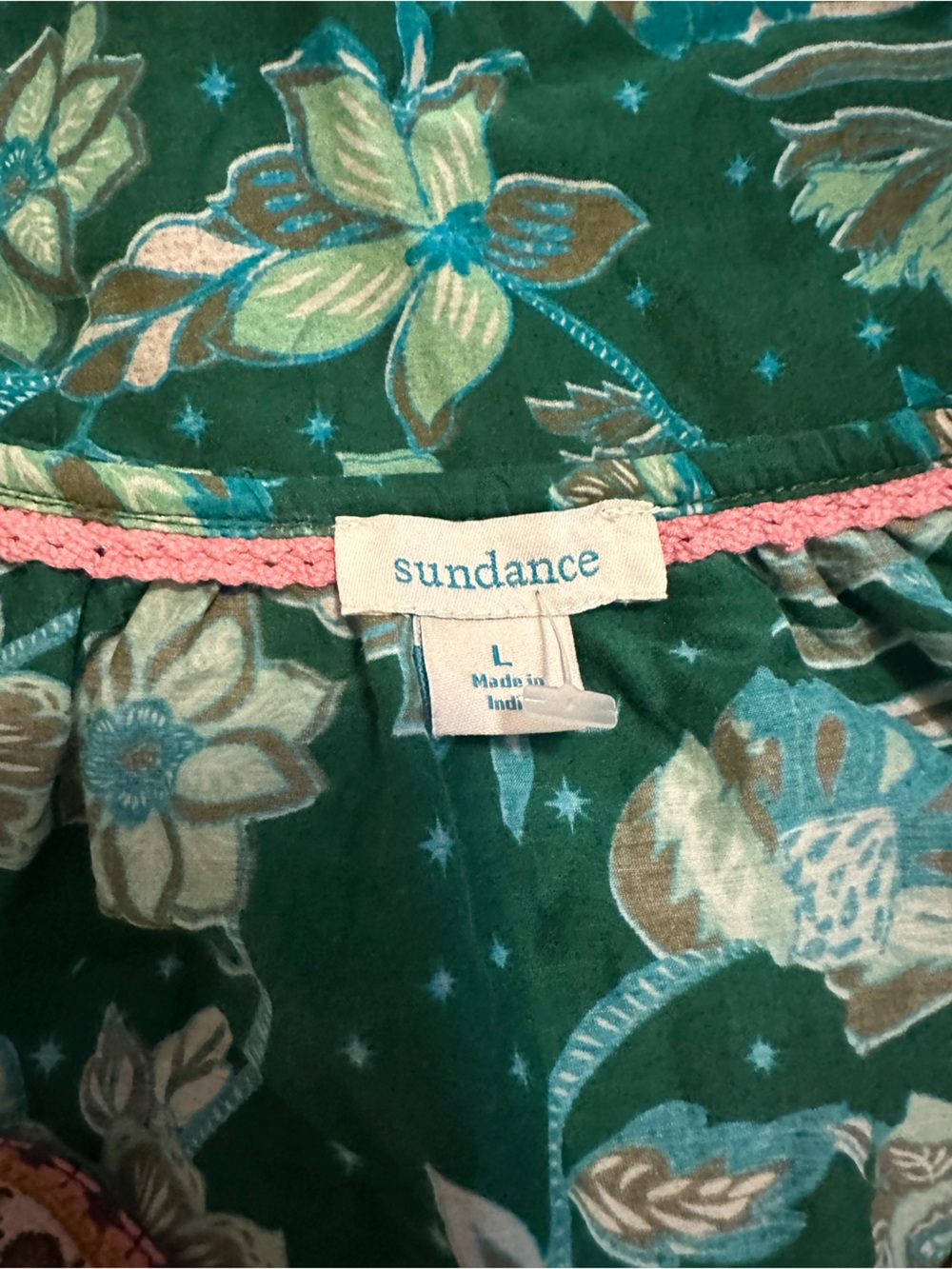 Sundance Arvilla silk blend green floral boho blouse L - Picture 4 of 5